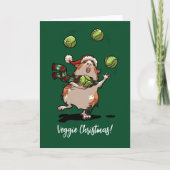 Veggie Kerstmis! Cavia jongleerspruiten Kaart (Voorkant)
