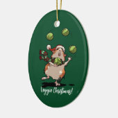 Veggie Kerstmis! Cavia jongleerspruiten Keramisch Ornament (Links)