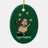 Veggie Kerstmis! Cavia jongleerspruiten Keramisch Ornament (Voorkant)