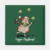 Veggie Kerstmis! Cavia jongleerspruiten Magneet (Voorkant)