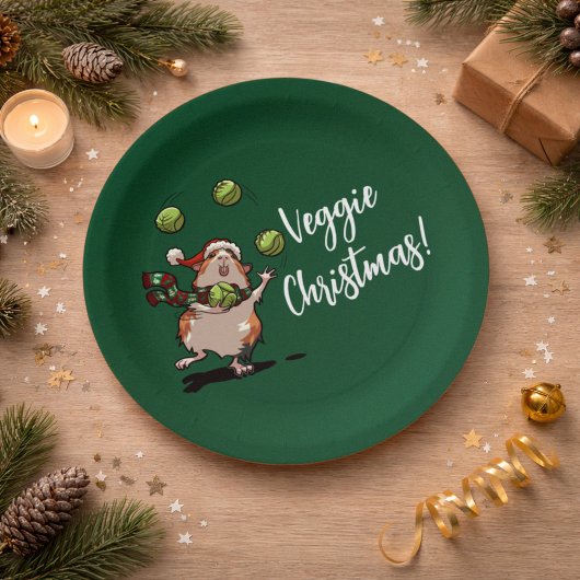 Veggie Kerstmis! Cavia jongleerspruiten Papieren Bordje