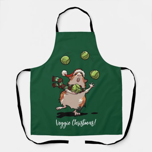 Veggie Kerstmis! Cavia jongleerspruiten Schort (Voorkant)