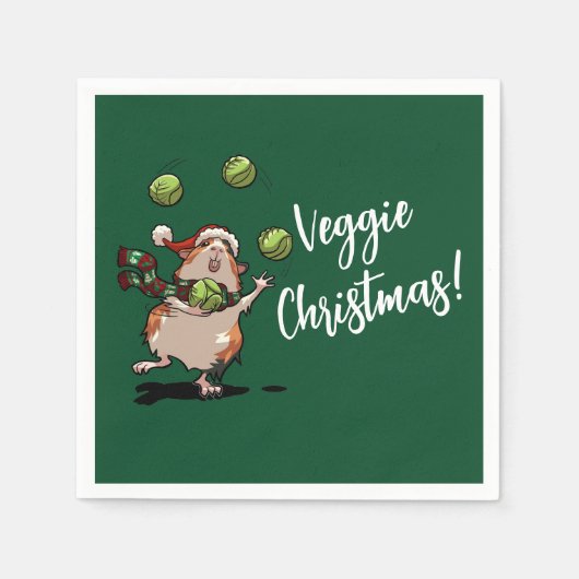 Veggie Kerstmis! Cavia jongleerspruiten Servet (Voorkant)