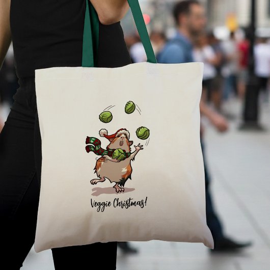 Veggie Kerstmis! Cavia jongleerspruiten Tote Bag
