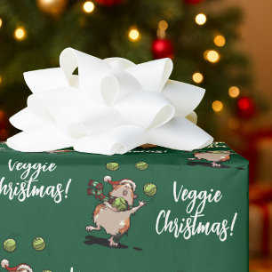 Veggie Kerstmis! Schattig cavia jongleert met spru Cadeaupapier