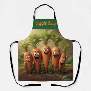 "Veggie King" Leuke Cartoon Wortelen Chef Schort