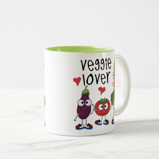 Veggie Lover Tweekleurige Koffiemok (Voorkant rechts)
