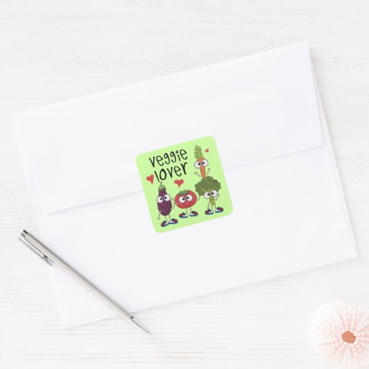 Veggie Lover Vierkante Sticker (Envelop)
