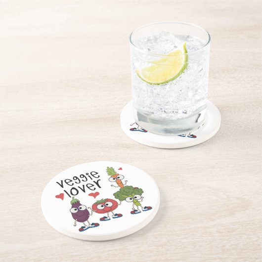 Veggie Minnaar Zandsteen Onderzetter (Zijkant)