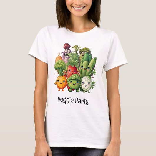 Veggie Party voor vegetarisch grappig T-shirt (Voorkant)