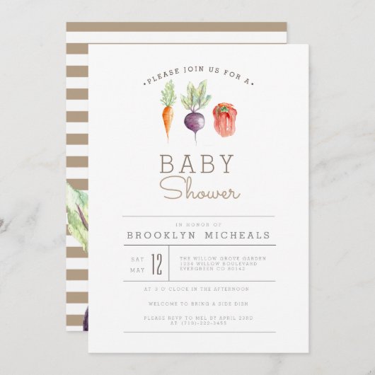 Veggie Patch | BABY SHOWER WATERVERF Kaart (Voorkant / Achterkant)