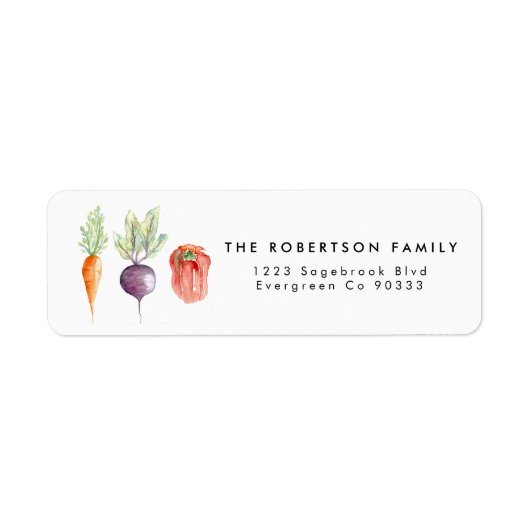 Veggie Patch Waterverf Adreslabel Etiket (Voorkant)
