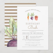 Veggie Patch | Waterverf Birthday Bash Kaart (Voorkant / Achterkant)