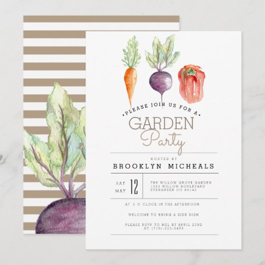 Veggie Patch | Waterverf Garden Party Kaart (Voorkant / Achterkant)