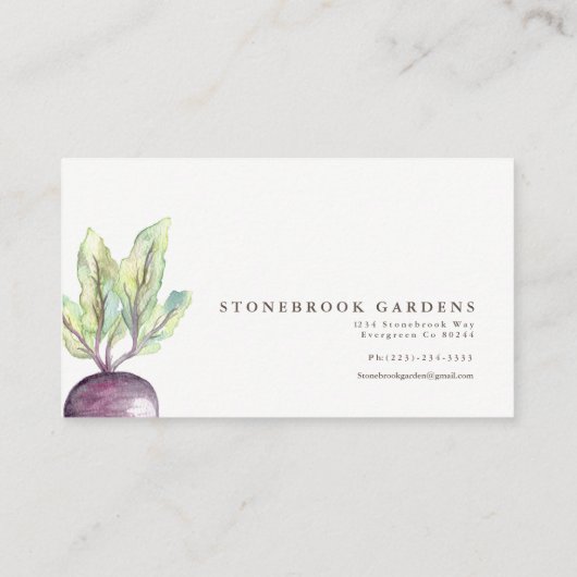 Veggie Patch Waterverf Visitekaartje (Achterkant)