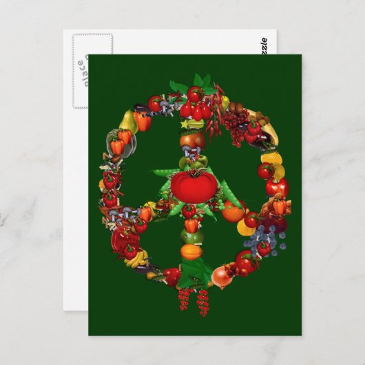 Veggie Peace Sign Briefkaart (Voorkant / Achterkant)