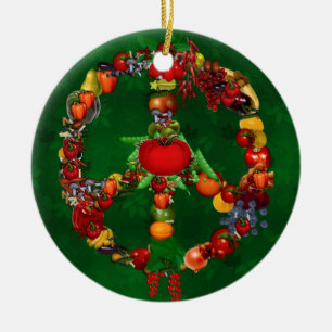 Veggie Peace Sign Keramisch Ornament