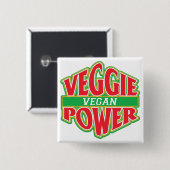 Veggie Power Vegan Vierkante Button 5,1 Cm (Voorkant /achterkant)