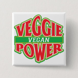 Veggie Power Vegan Vierkante Button 5,1 Cm