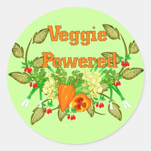 Veggie Powered Ronde Sticker (Voorkant)