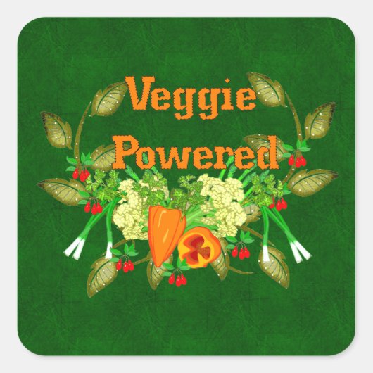 Veggie Powered Vierkante Sticker (Voorkant)
