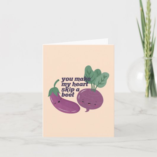 Veggie Pun: Je maakt van mijn hart een biet oversl Notitiekaartje (Voorkant)