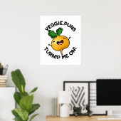 Veggie puns Verwen me op Grappige Plantaardige Pun Poster (Thuiskantoor)