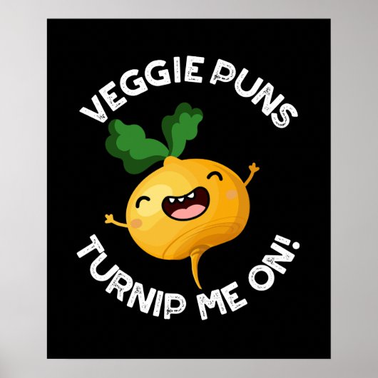Veggie Puns Verwen me op Grappige Pun Dark BG Poster (Voorkant)