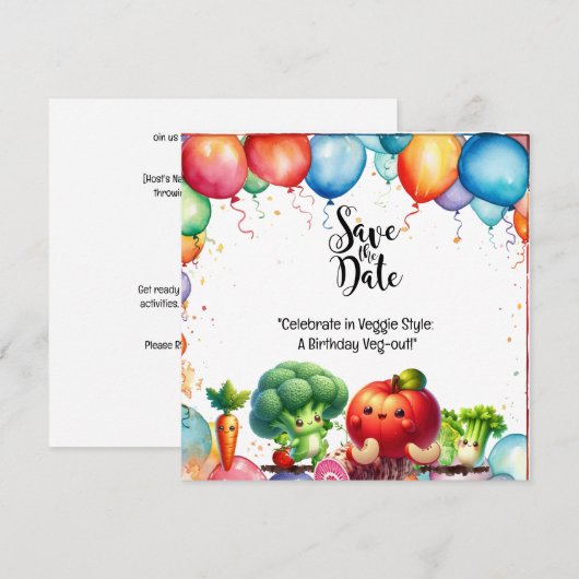 Veggie stijl: Een Verjaardag Veg-out! Kaart (Voorkant / Achterkant)