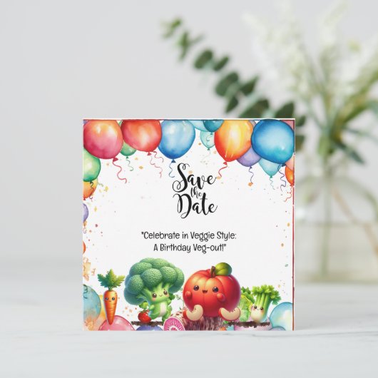 Veggie stijl: Een Verjaardag Veg-out! Kaart (Staand voorkant)