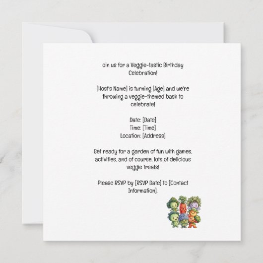 Veggie stijl: Een Verjaardag Veg-out! Kaart (Achterkant)