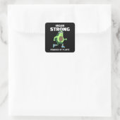 Veggie Strong, Powered by planten Vierkante Sticker (Tas)