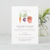 Veggie Trio | Groente Waterverf bruiloft Kaart (Staand voorkant)