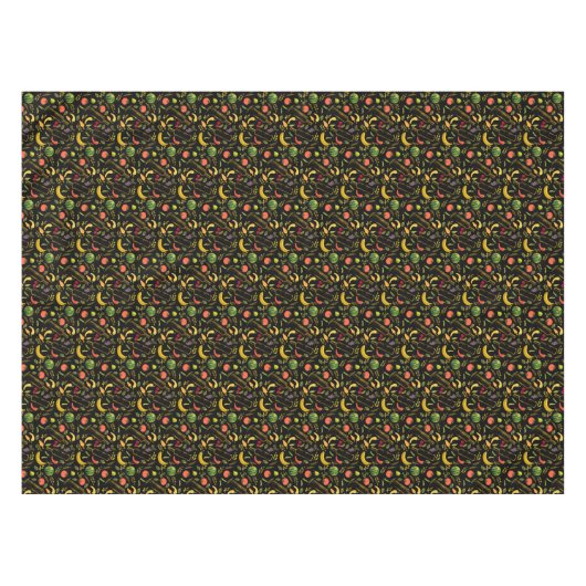 Veggies and Gold Bottles Foodie Hipster Tablecloth Tafelkleed (Voorkant (Horizontaal))