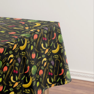 Veggies and Gold Bottles Foodie Hipster Tablecloth Tafelkleed