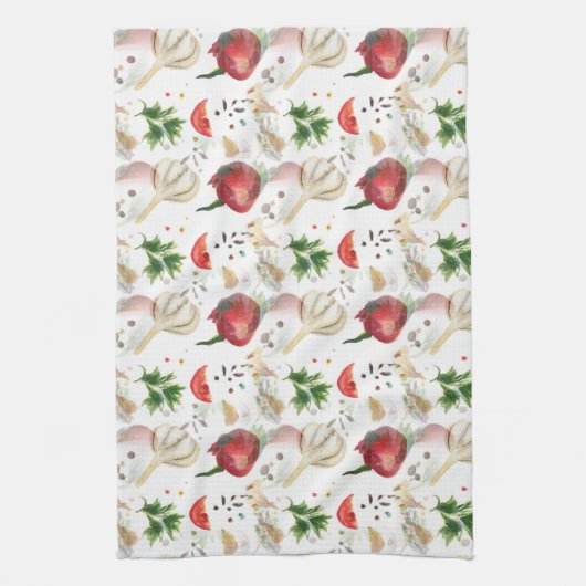 Veggies en specerijen theedoek (Verticaal)