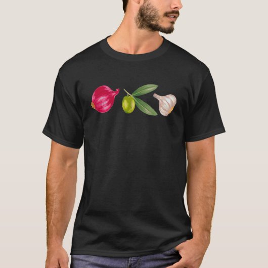 Veggies for Cooking Onion Olive Garlic T-shirt (Voorkant)