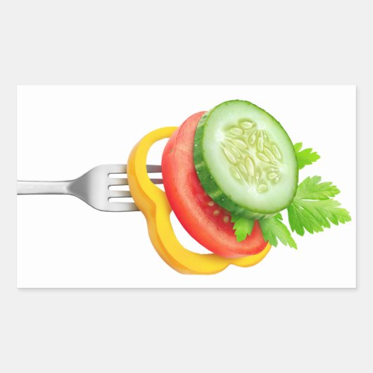 Veggies op een vork rechthoekige sticker (Voorkant)