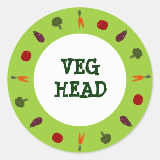 Veggies Veg Head Vegetarian Vegan Stickers (Voorkant)