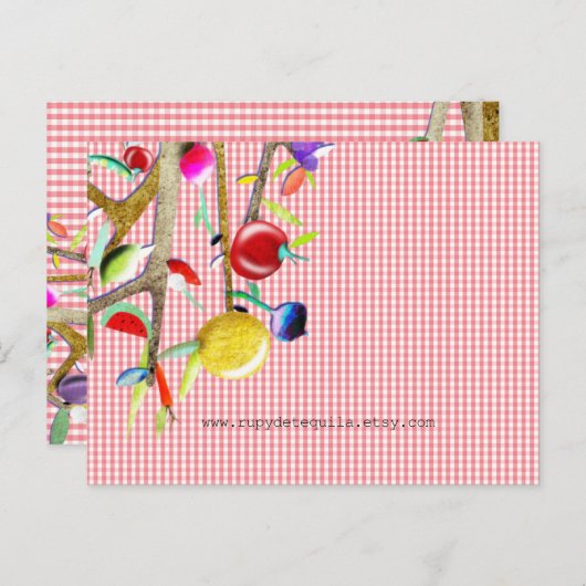 Veggies Waterverf Vichy Pattern Briefkaart (Voorkant / Achterkant)