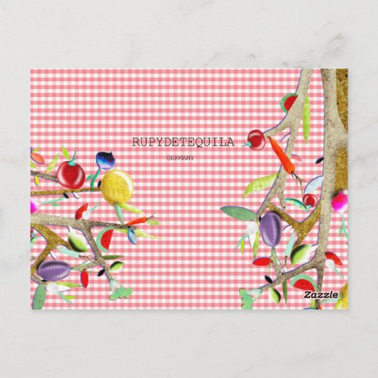 Veggies Waterverf Vichy Pattern Briefkaart (Achterkant)