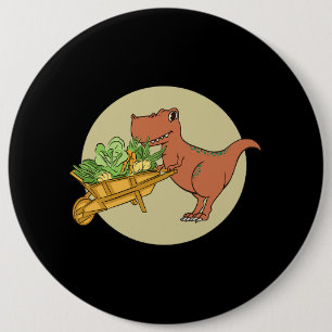 Veggiesaurus Proud Vegan Vegetarian Dinosaur Lover Ronde Button 6,0 Cm
