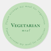 Vegitarian meal Request Sticker, Green Ronde Sticker (Voorkant)