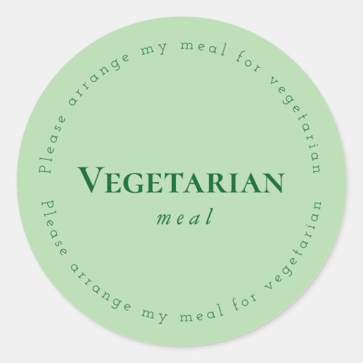 Vegitarian meal Request Sticker, Green Ronde Sticker (Voorkant)