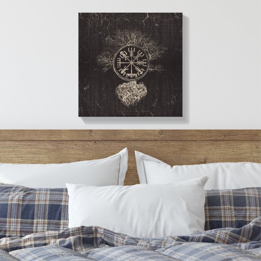 Vegvisir and Tree of life - Yggdrasil Canvas Afdruk (Insitu (Slaapkamer))