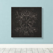 Vegvisir and Tree of life Yggdrasil Canvas Afdruk (Insitu (Houten vloer))