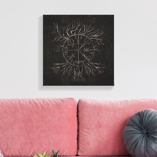 Vegvisir and Tree of life Yggdrasil Canvas Afdruk (Insitu (Woonkamer))