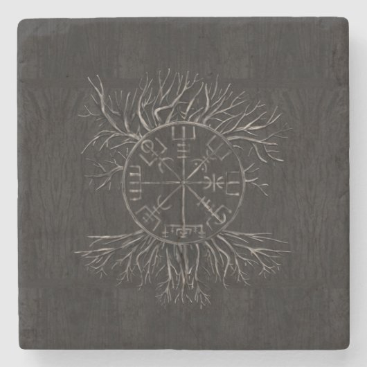 Vegvisir and Tree of life Yggdrasil Stenen Onderzetter (Voorkant)