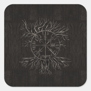 Vegvisir and Tree of life Yggdrasil Vierkante Sticker