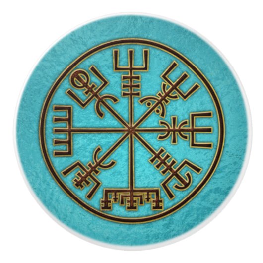 Vegvisir. De Magische Navigatie Viking Compass Keramische Knop (Voorkant)
